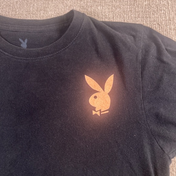 PLAYBOY Black Tee with Gold Bunny Logo - Picture 2 of 4